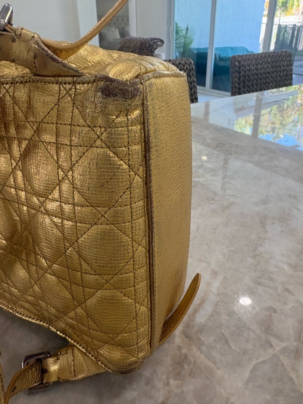 Dior Metallic Gold Quilted Bag - Picture 4 of 10